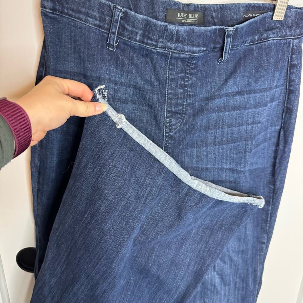 Judy Blue Pull On Super Flare Dark Wash High Rise Jeans Size 13/31 - Picture 5 of 8